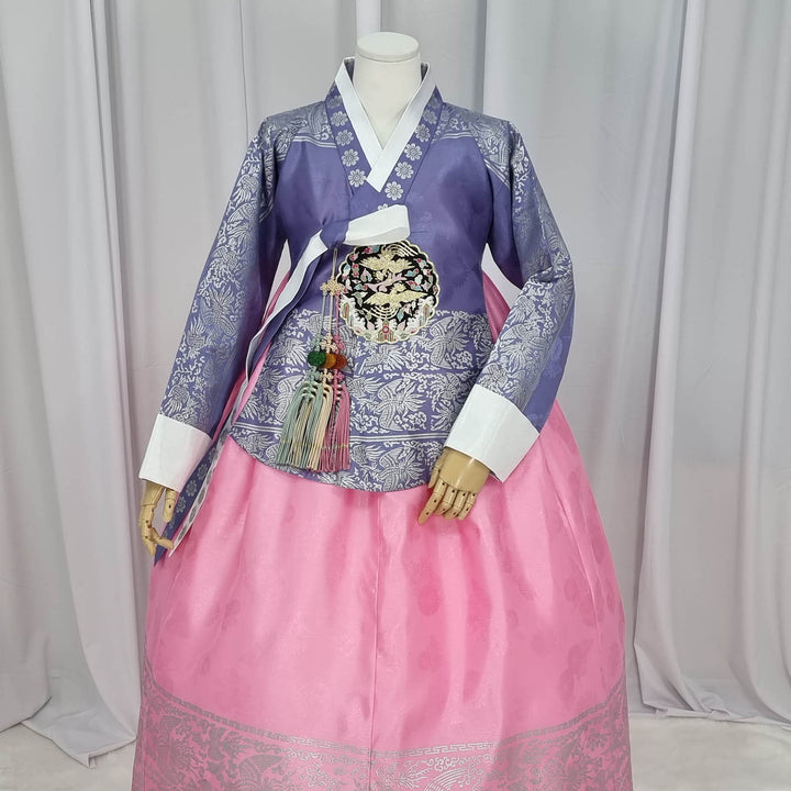 Korean Traditional Woman Personal Custom Hanbok Wedding Party Ceremony High Quality Print Dangui 당의 Queen Princess Design Hanbok Violet Pink OSW142