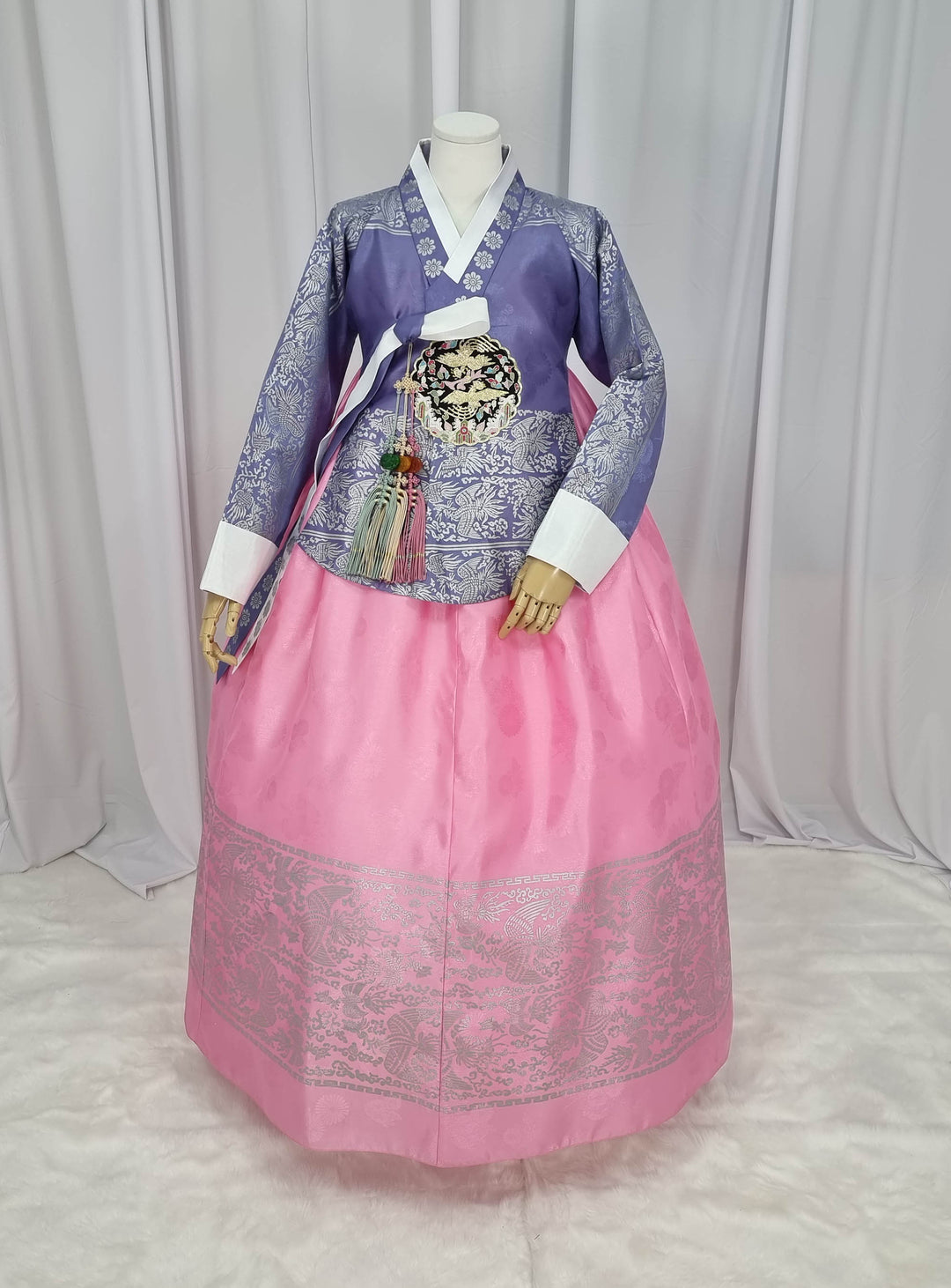 Korean Traditional Woman Personal Custom Hanbok Wedding Party Ceremony High Quality Print Dangui 당의 Queen Princess Design Hanbok Violet Pink OSW142