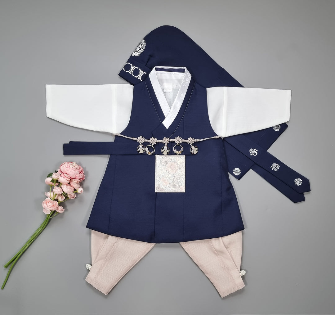 Hanbok Boy Baby Korea Traditional Clothing Set First Birthday Celebration Party 100th Birth Celebration 1–15 years Baby Navy HGB103