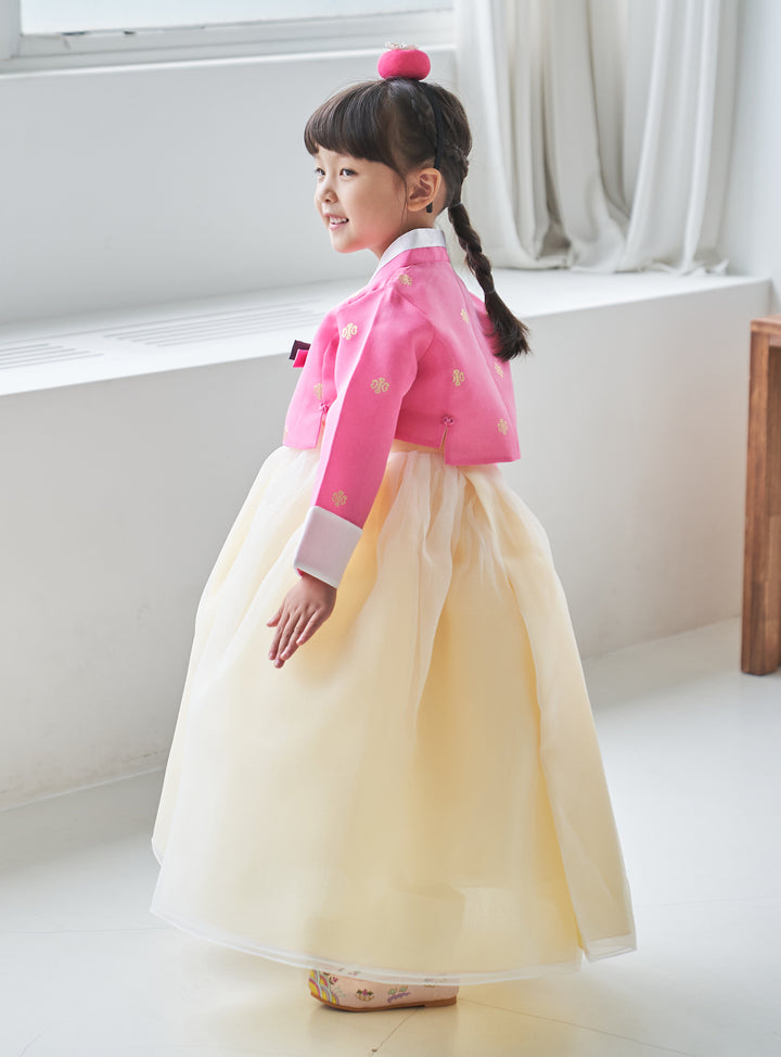 Hanbok Girl Baby Korea Traditional Clothing Set First Birthday Celebration Party 100th Birth Celebration 1-10 years Pink Yellow