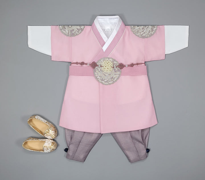 Korean Traditioanl Boy Baby Hanbok Dol Baikil Party Celebration 100th-8 Ages Pink Kings Design