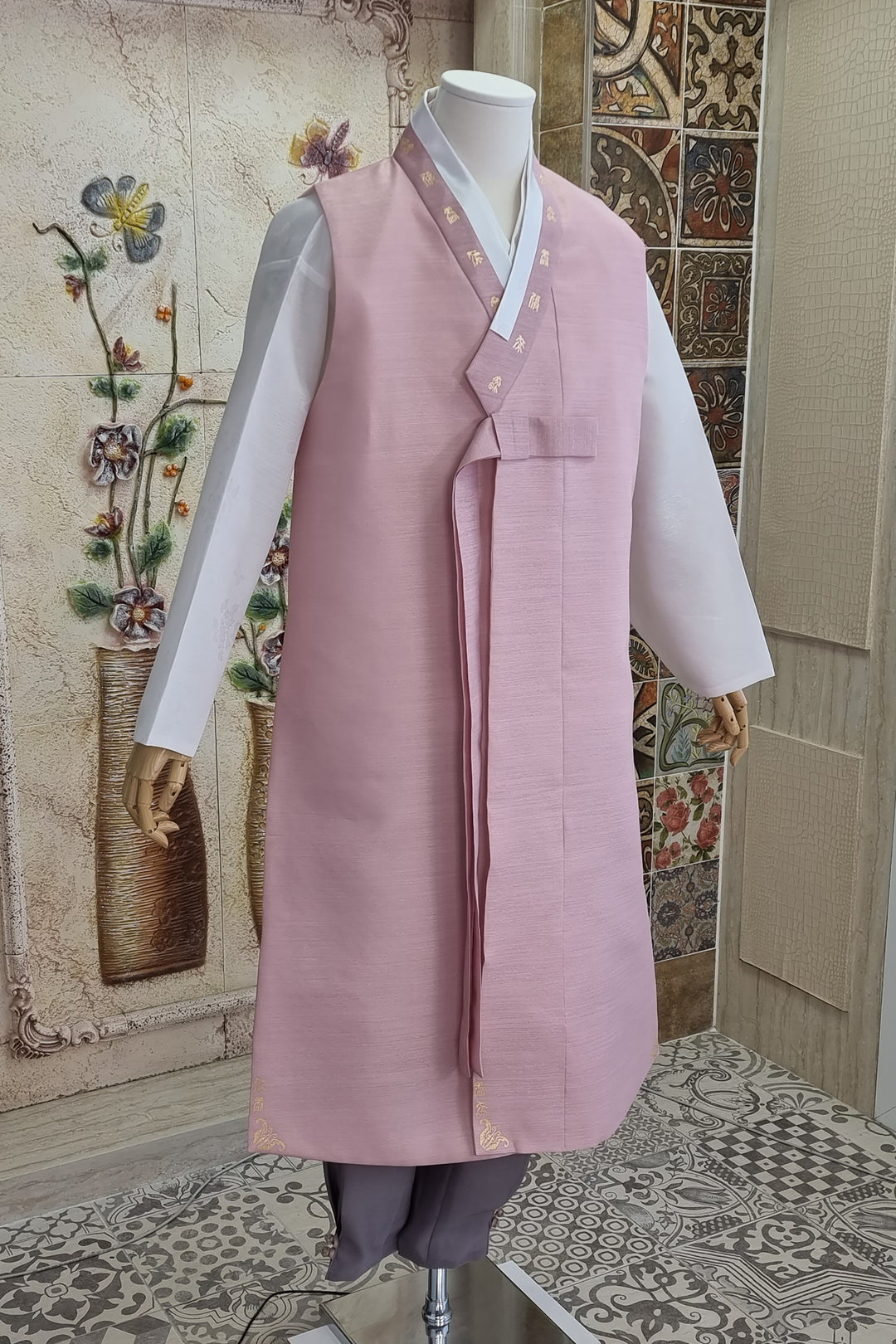 Korean Traditional Man Personal Custom Hanbok Wedding Party Ceremony Pink Groom Father Hanbok OSM132