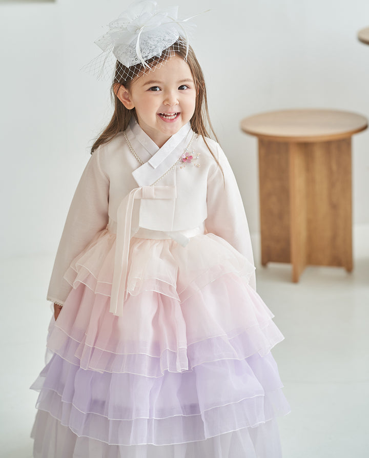 Hanbok Dress Girl Baby Korea Traditional Clothing Set First Birthday Celebration Party Celebration 1–10 Years Fancy Rainbow Dress OS104