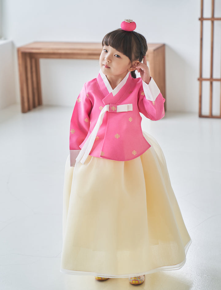 Hanbok Girl Baby Korea Traditional Clothing Set First Birthday Celebration Party 100th Birth Celebration 1-10 years Pink Yellow