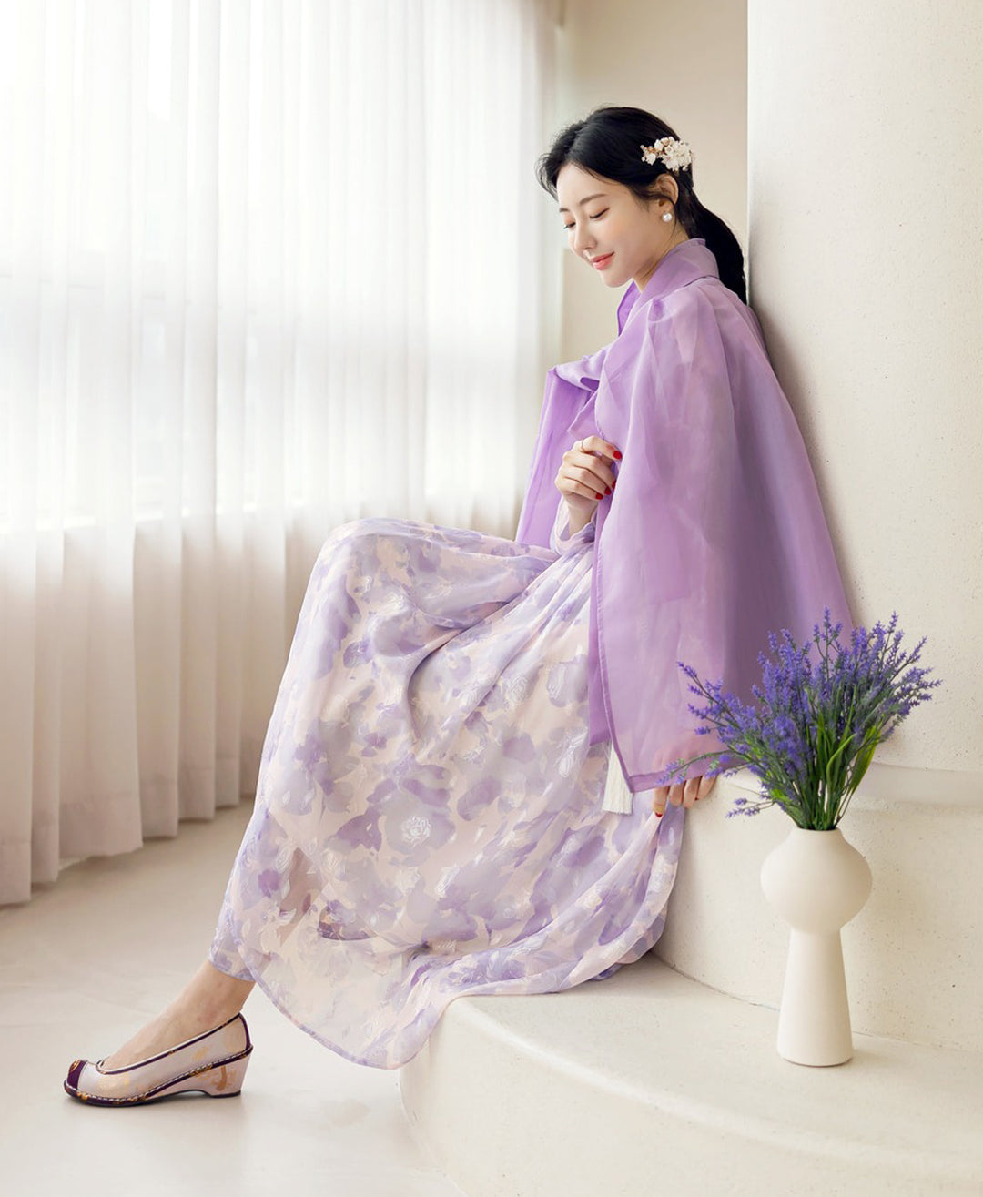 Korean Modern Hanbok Purple Dress Wrapped Skirt Fancy Casual Daily Clothing Fusion Hanbok Summer Party CHD316