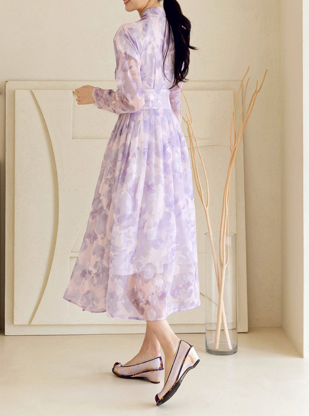 Korean Modern Hanbok Purple Dress Wrapped Skirt Fancy Casual Daily Clothing Fusion Hanbok Summer Party CHD316