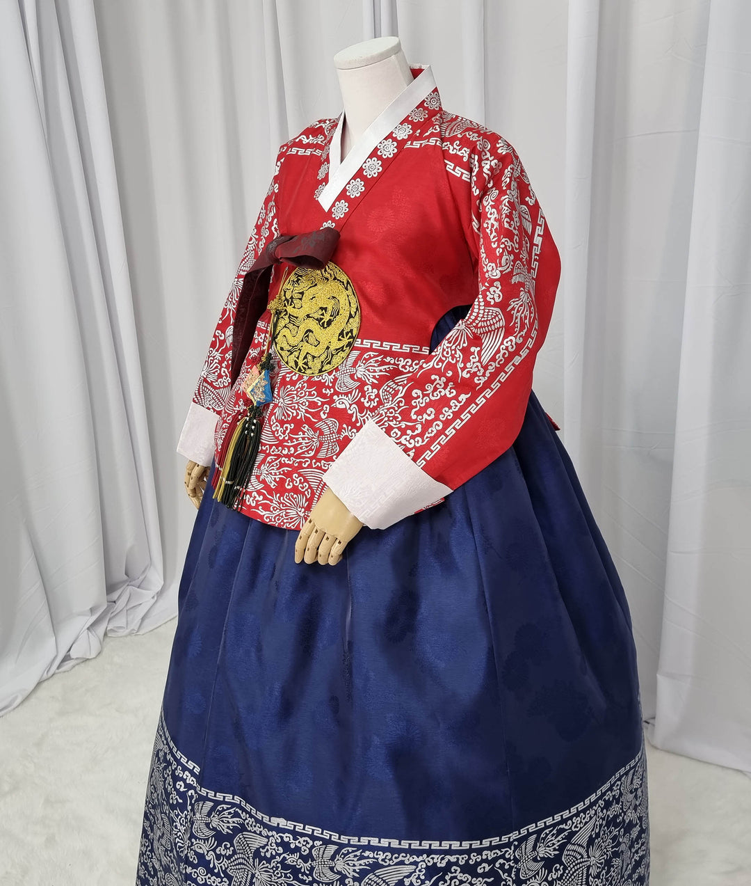 Korean Traditional Woman Personal Custom Hanbok Wedding Party Ceremony High Quality Print Dangui 당의 Queen Princess Design Hanbok Red Navy OSW144