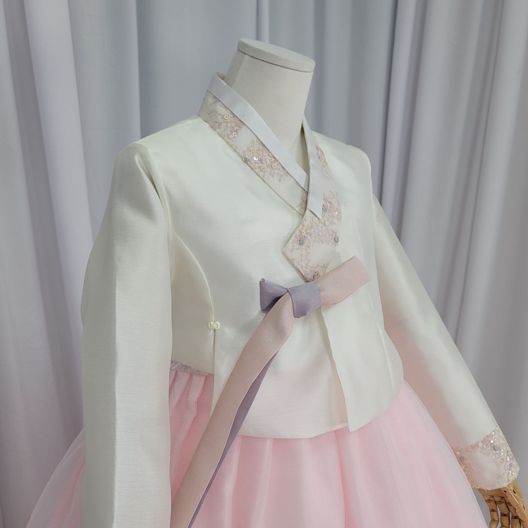 Woman Hanbok Dress Korea Traditional cothes Set Wedding Ceremony Birthday Custom-Made Lace Pink OSW512