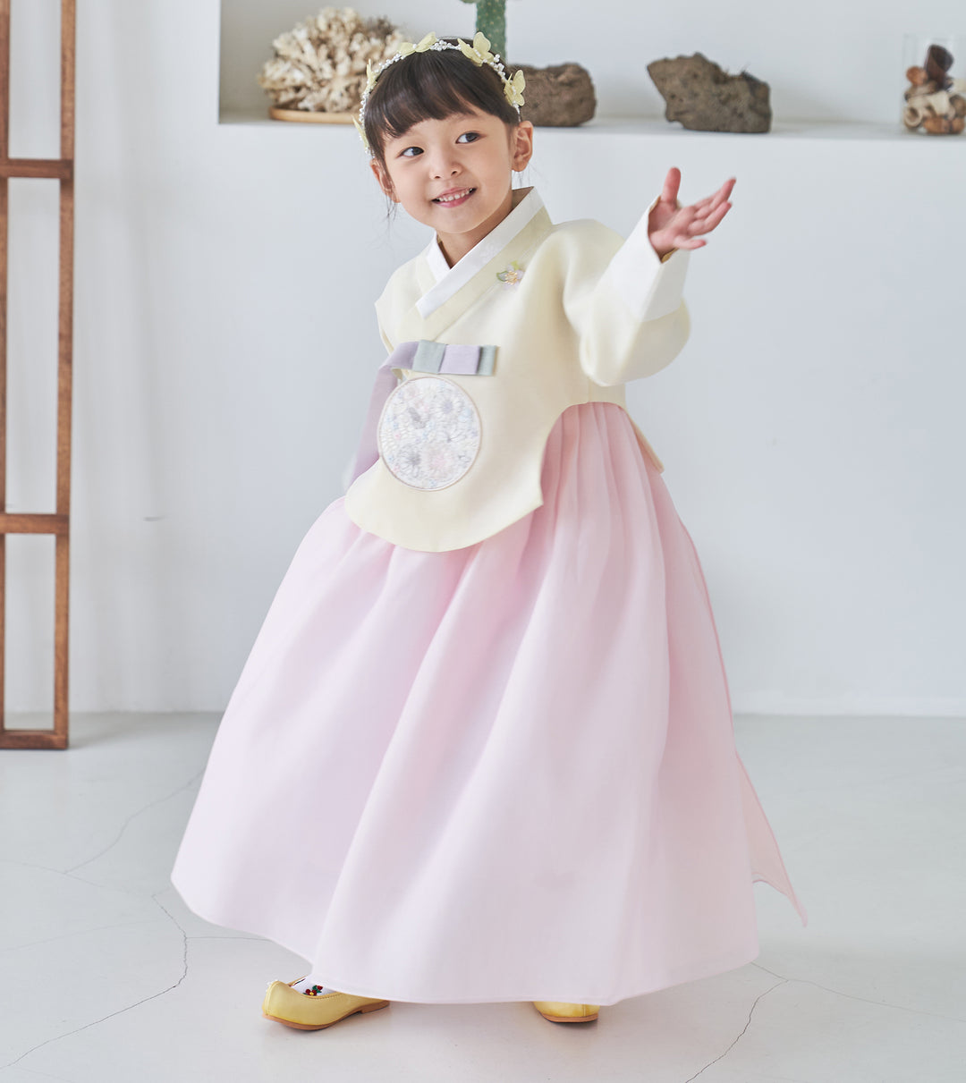 Hanbok Girl Baby Korea Traditional Clothing Set First Birthday Celebration Party 100th Birth Celebration 1-10 years Light Pink Yellow