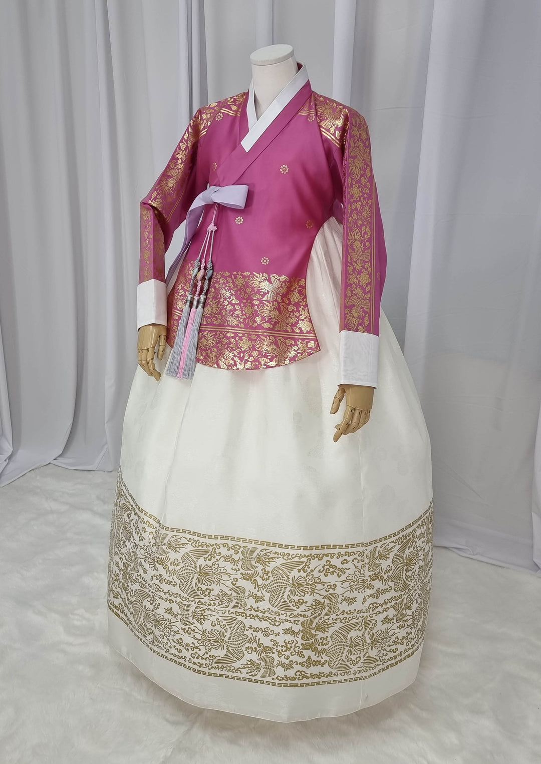 Korean Traditional Woman Personal Custom Hanbok Wedding Party Ceremony High Quality Print Dangui 당의 Queen Princess Design Hanbok Pink Ivory OSW146