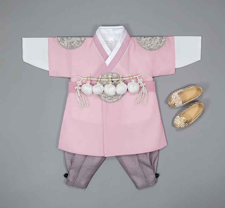 Korean Traditioanl Boy Baby Hanbok Dol Baikil Party Celebration 100th-8 Ages Pink Kings Design