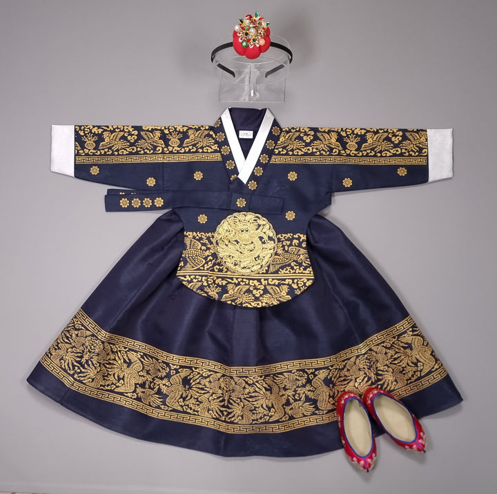 Hanbok Dress Girl Baby Korea Traditional Clothing Set First Birthday Celebration Party 100th Birth1–15 years Gold Print HG134