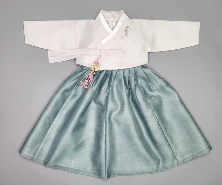 Hanbok Girl Baby Korea Traditional Clothing Set First Birthday Celebration Party 100th Birth1–15 years Ivory Green HG105