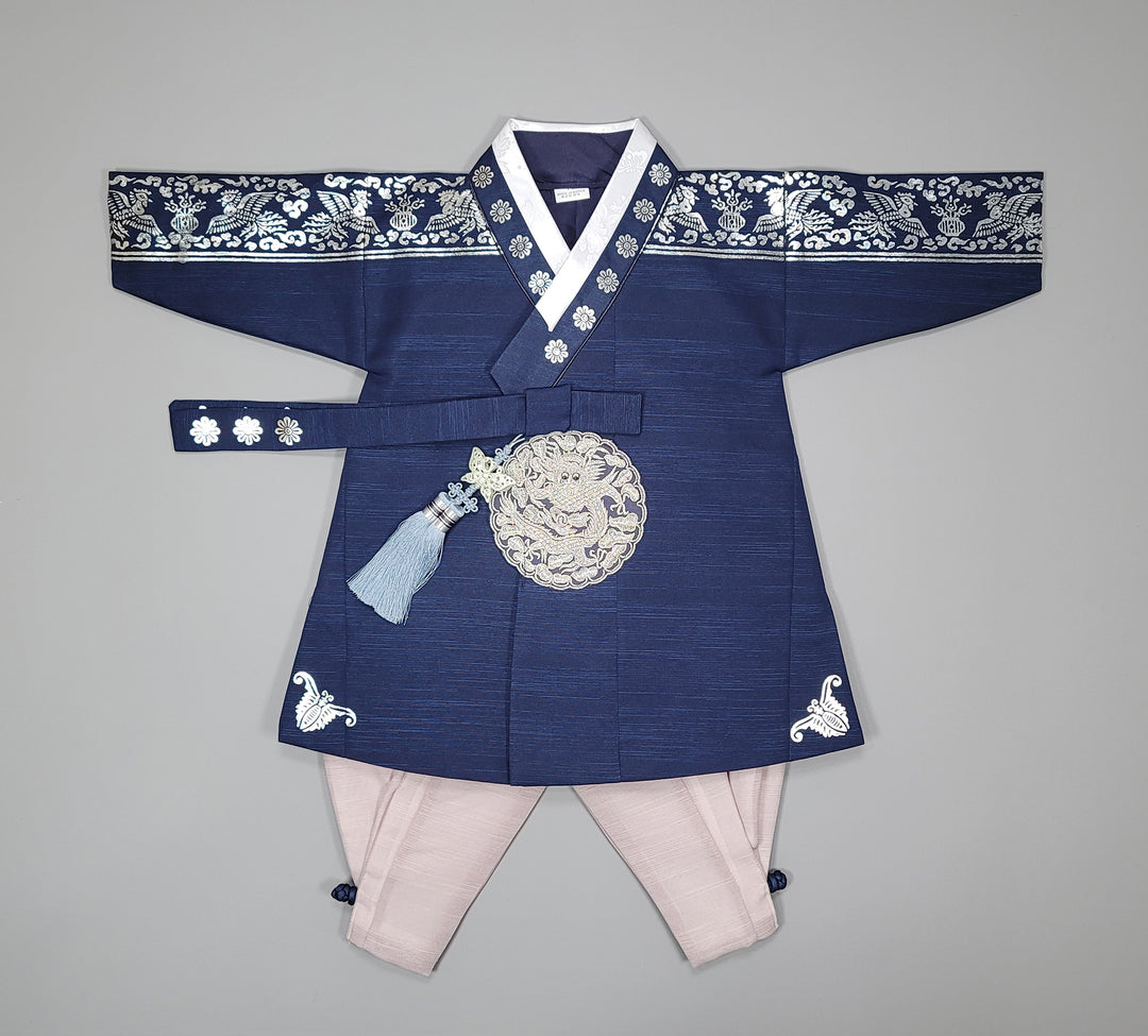 Korean Traditioanl Boy Baby Hanbok Dol Baikil Party Celebration 100th-8 Ages Silver Print