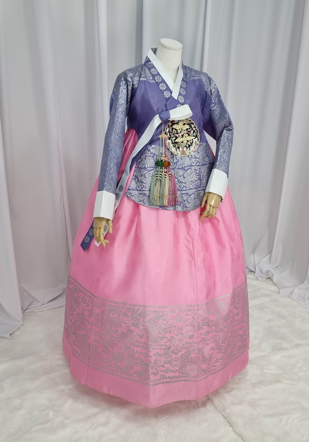 Korean Traditional Woman Personal Custom Hanbok Wedding Party Ceremony High Quality Print Dangui 당의 Queen Princess Design Hanbok Violet Pink OSW142