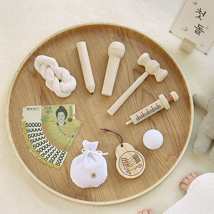 Korean 1st Birthday Dol Party Ceremony Wood Doljabi Kit 돌잡이 세트 9 Items