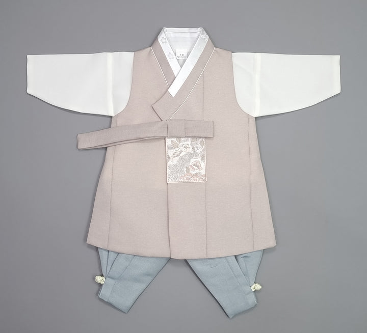 Hanbok Boy Baby Korea Traditional Clothing Set First Birthday Celebration Party 100th Birth Celebration 1–15 years Baby Beige HGB111