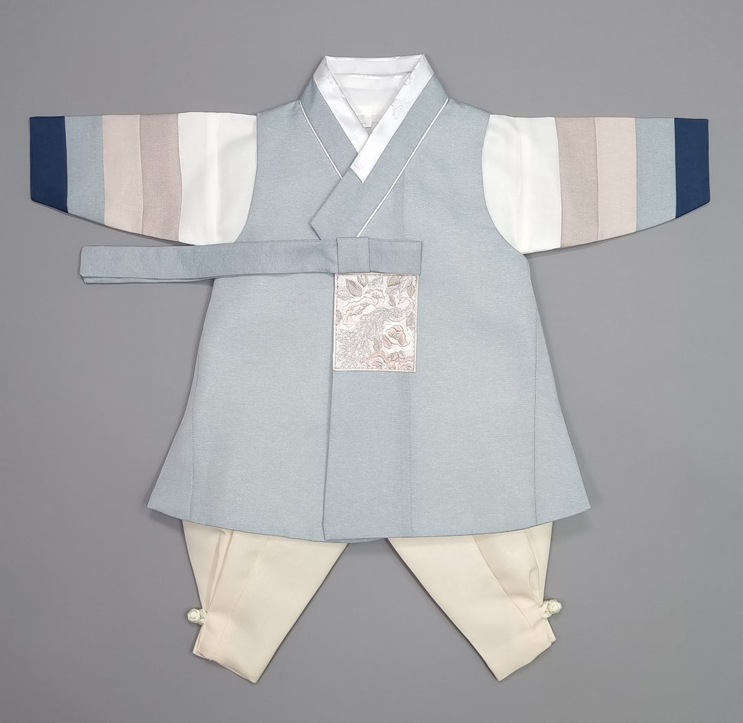 Hanbok Boy Baby Korea Traditional Clothing Set First Birthday Celebration Party 100th Birth Celebration 1–15 years Baby Dusty Blue HGB108