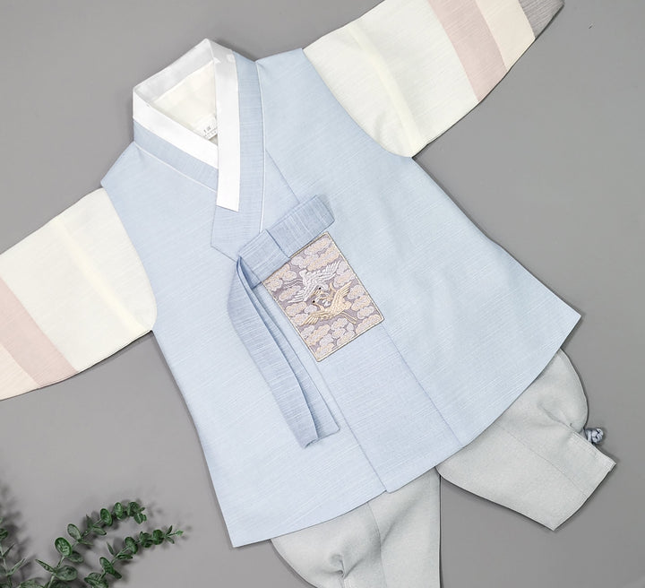 Korean Traditional Boy Baby Hanbok Dol Baikil Party Celebration 100th-15 Ages Sky Blue JYB110