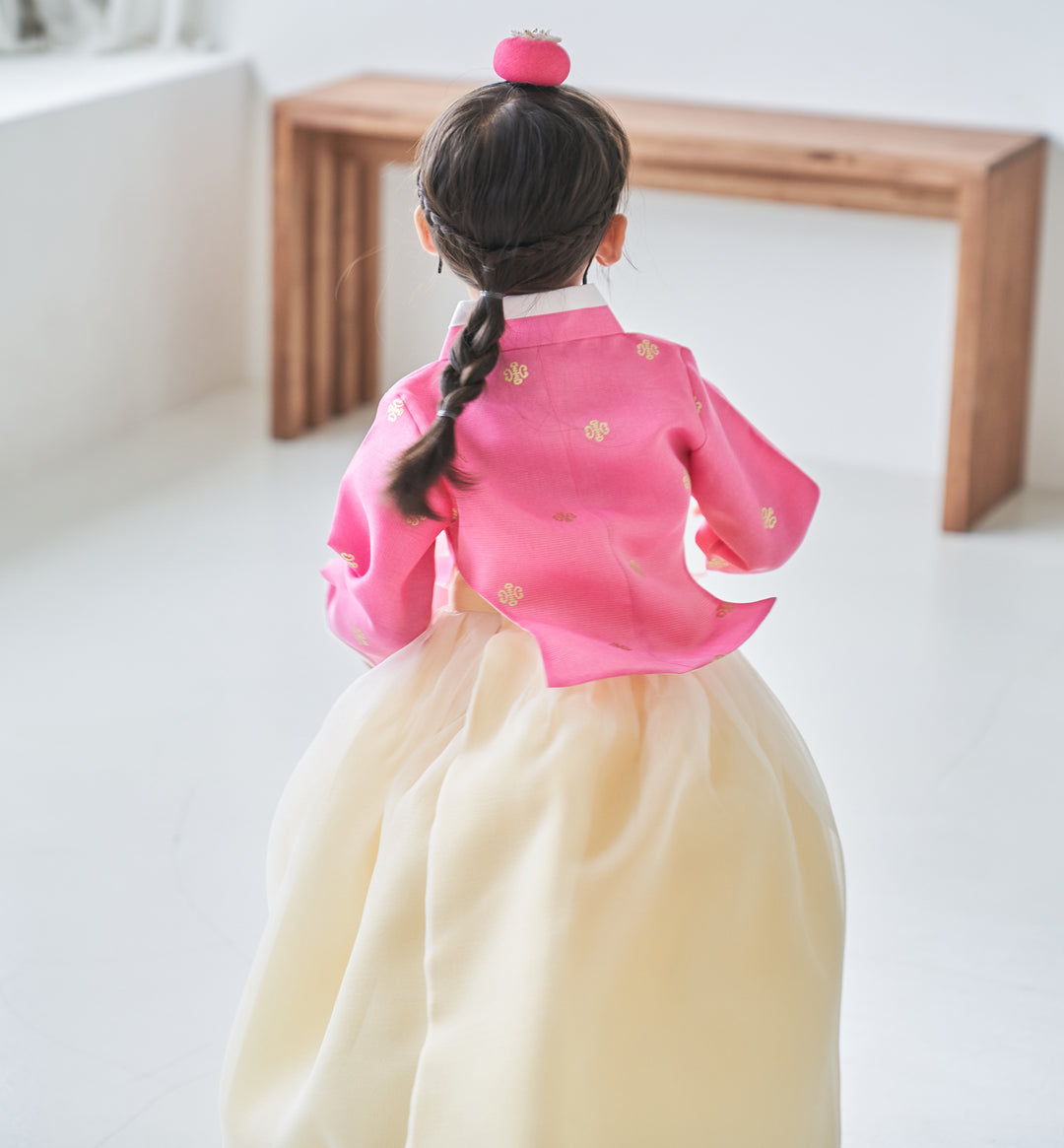 Hanbok Girl Baby Korea Traditional Clothing Set First Birthday Celebration Party 100th Birth Celebration 1-10 years Pink Yellow