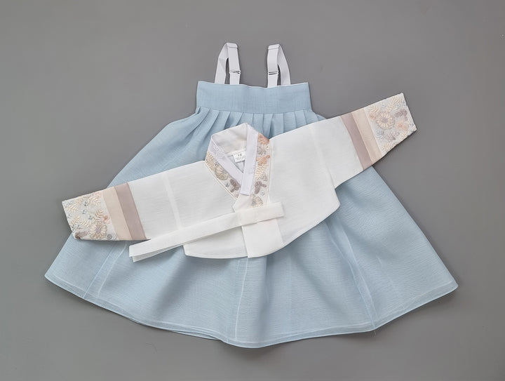 Hanbok Boy Girl Baby Korea Traditional Clothing Set First Birthday Celebration Party 100th Birth Celebration 1–15 years Light Blue HGB205