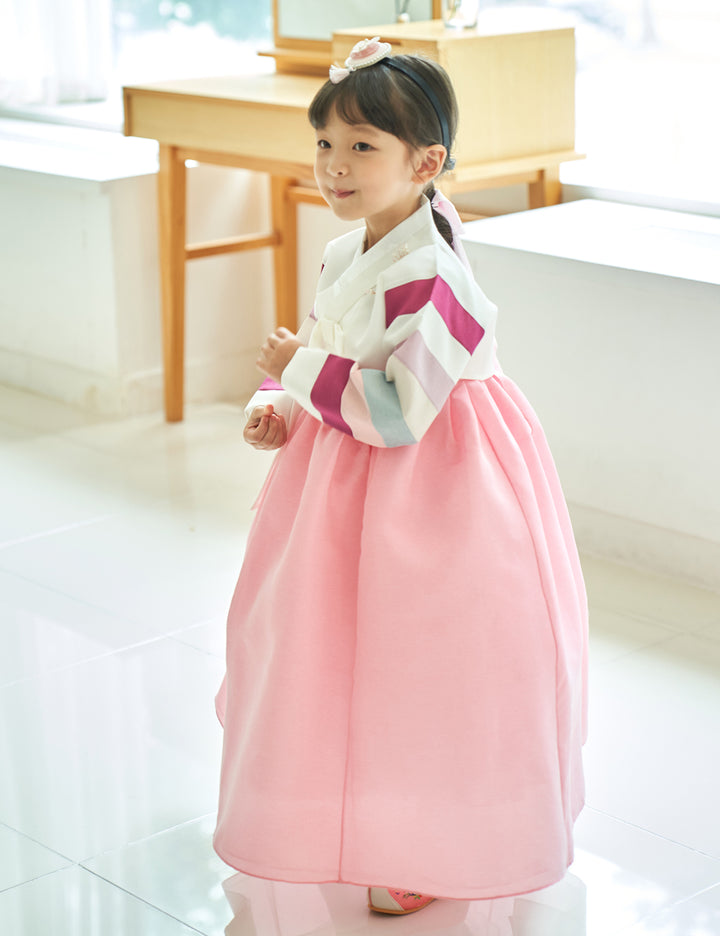 Hanbok Girl Baby Korea Traditional Clothing Set First Birthday Celebration Party 100th Birth Celebration 1–15 years White Saekdong Pink Skirt HG101