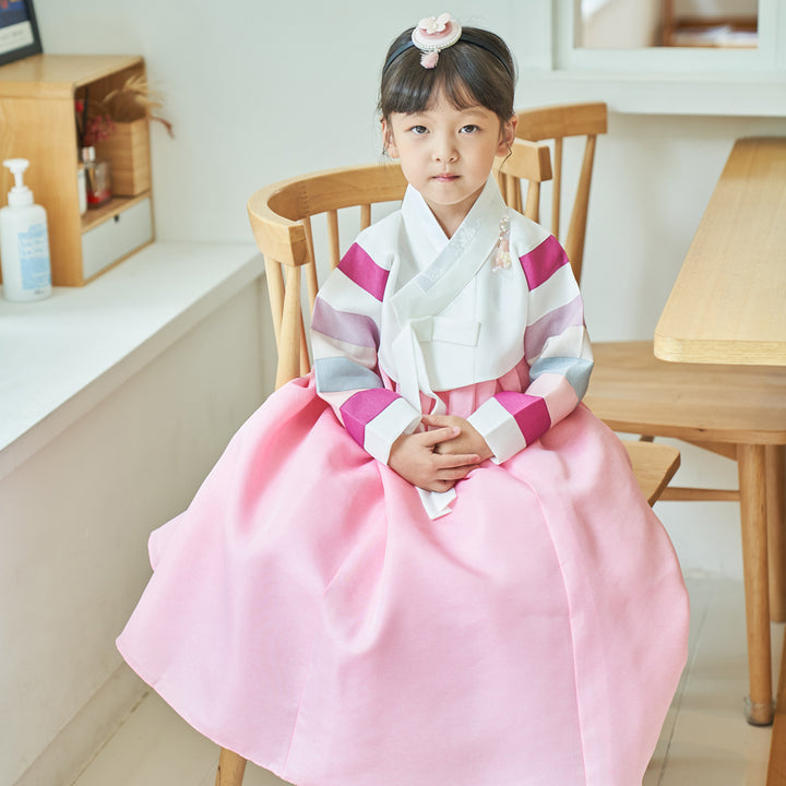 Hanbok Girl Baby Korea Traditional Clothing Set First Birthday Celebration Party 100th Birth Celebration 1–15 years White Saekdong Pink Skirt HG101