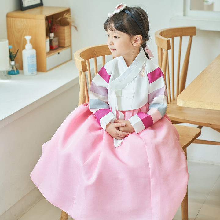 Hanbok Girl Baby Korea Traditional Clothing Set First Birthday Celebration Party 100th Birth Celebration 1–15 years White Saekdong Pink Skirt HG101