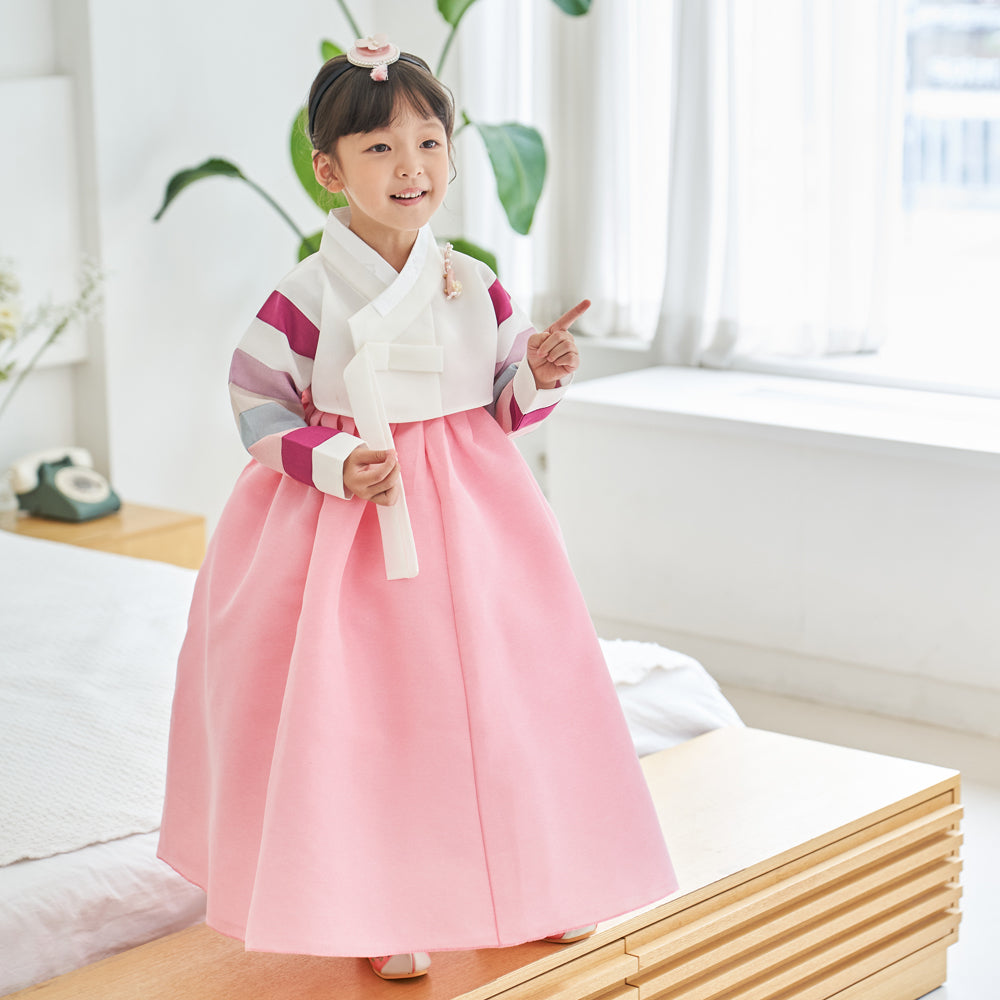 Hanbok Girl Baby Korea Traditional Clothing Set First Birthday Celebration Party 100th Birth Celebration 1–15 years White Saekdong Pink Skirt HG101