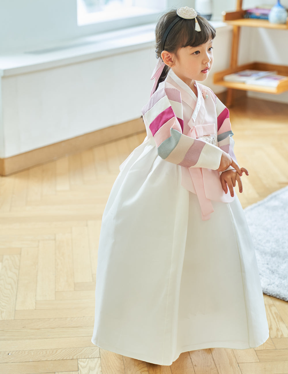 Hanbok Girl Baby Korea Traditional Clothing Set First Birthday Celebration Party 100th Birth Celebration 1–15 years White Skirt HG103