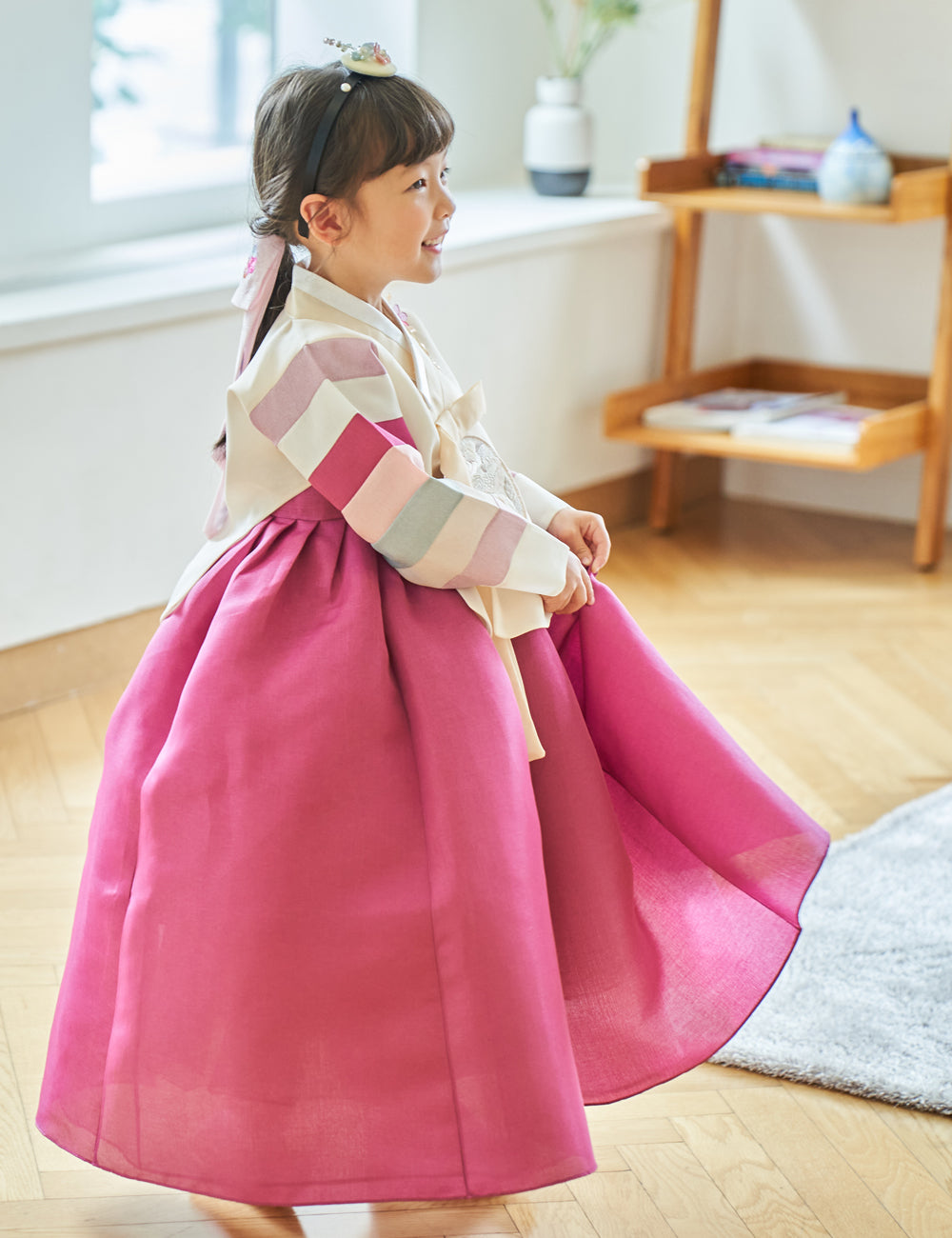 Hanbok Girl Baby Korea Traditional Clothing Set First Birthday Celebration Party 100th Birth Celebration 1–15 years Magenta Skirt HG104