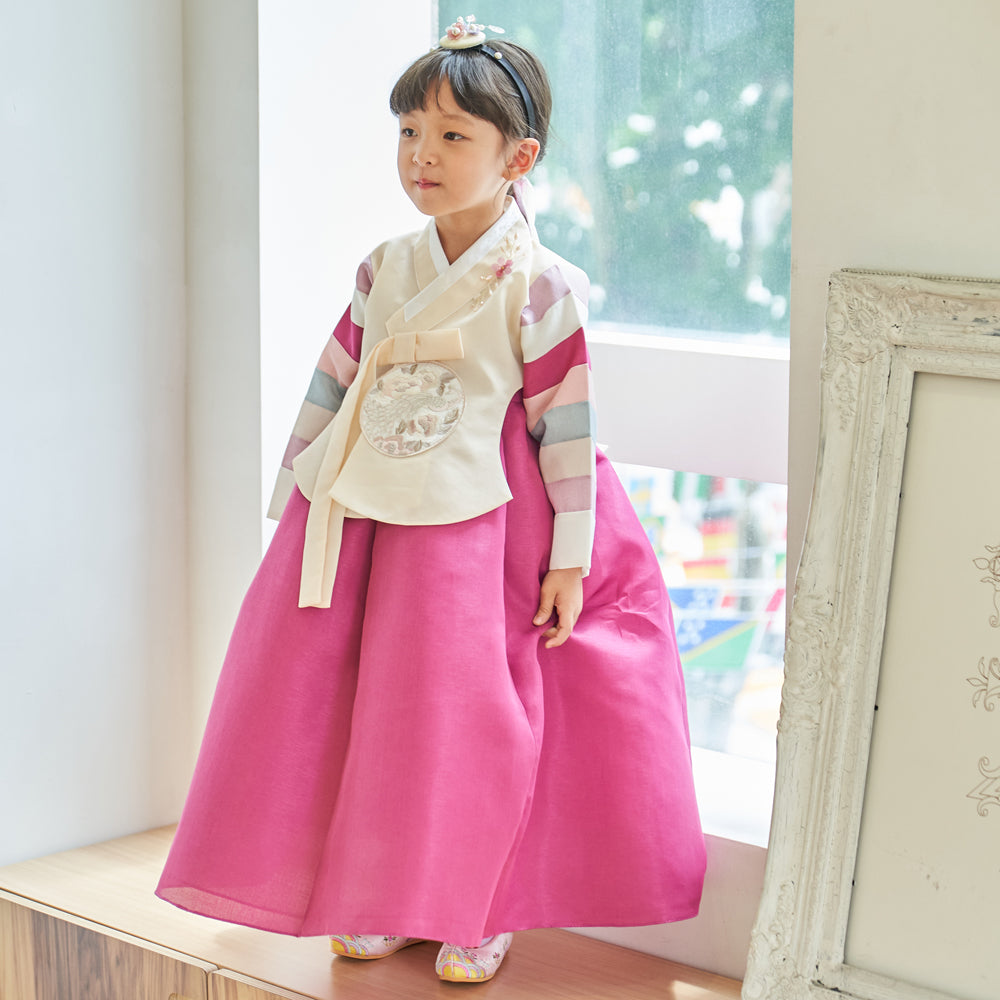 Hanbok Girl Baby Korea Traditional Clothing Set First Birthday Celebration Party 100th Birth Celebration 1–15 years Magenta Skirt HG104