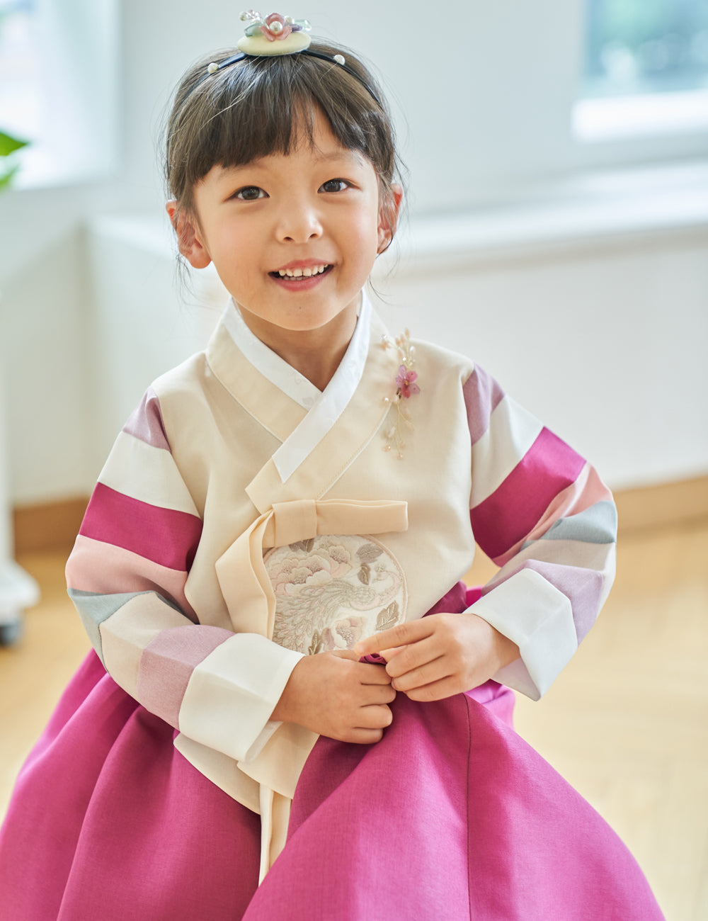 Hanbok Girl Baby Korea Traditional Clothing Set First Birthday Celebration Party 100th Birth Celebration 1–15 years Magenta Skirt HG104