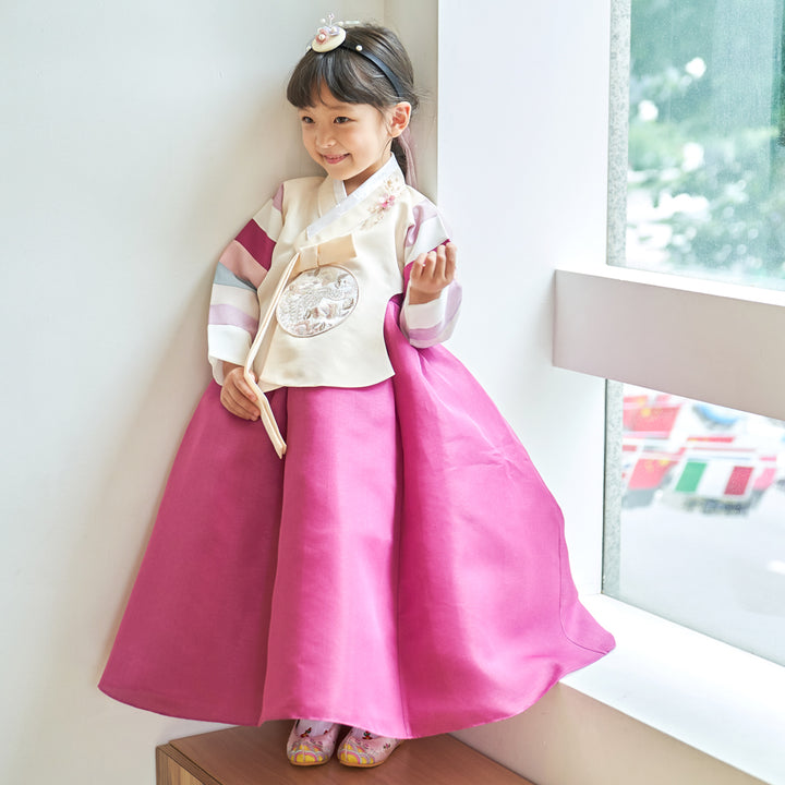 Hanbok Girl Baby Korea Traditional Clothing Set First Birthday Celebration Party 100th Birth Celebration 1–15 years Magenta Skirt HG104