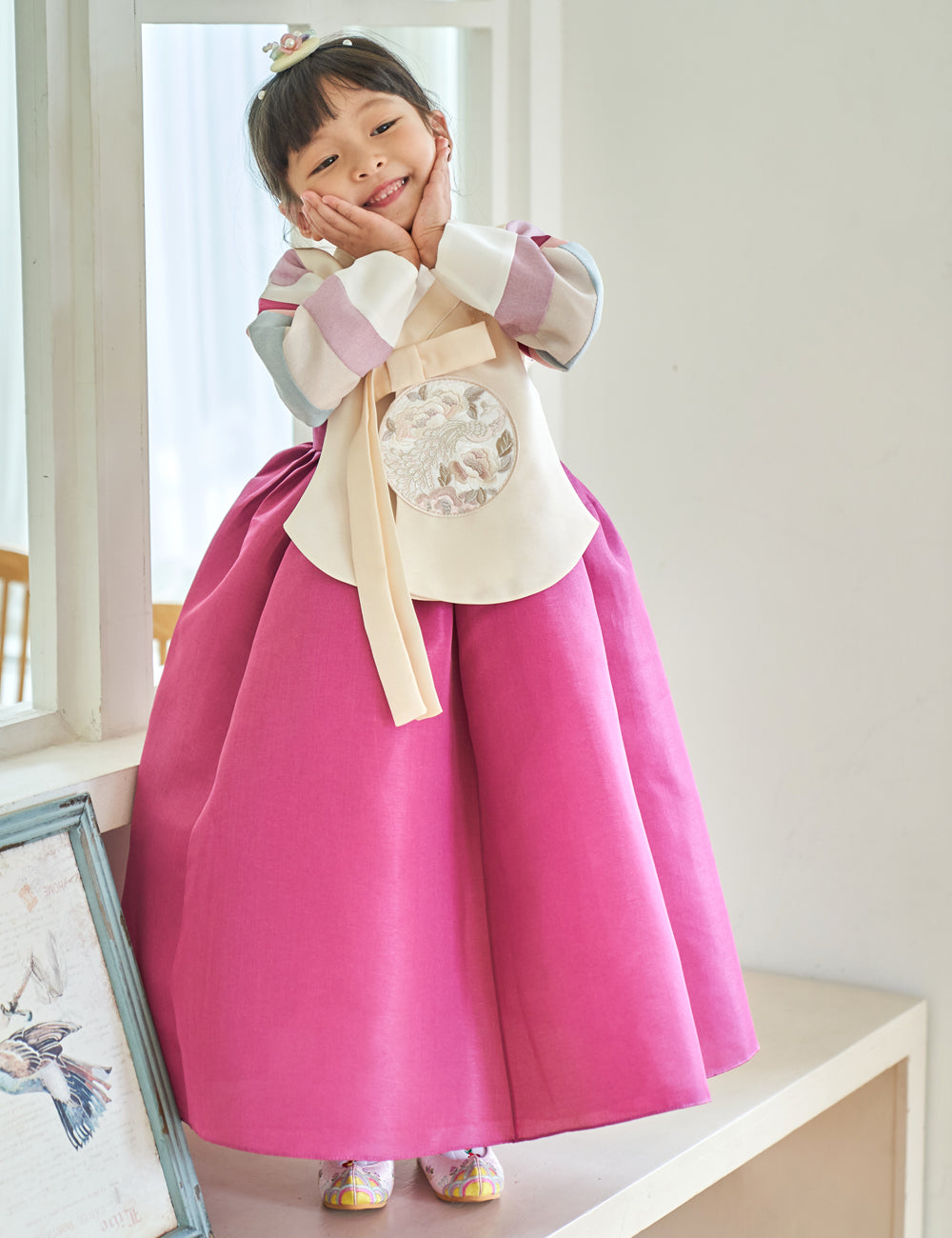 Hanbok Girl Baby Korea Traditional Clothing Set First Birthday Celebration Party 100th Birth Celebration 1–15 years Magenta Skirt HG104