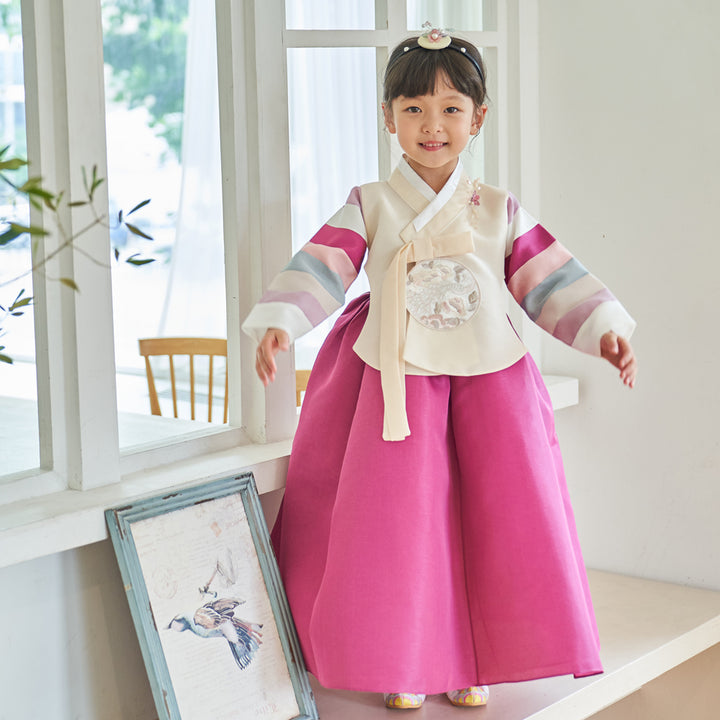 Hanbok Girl Baby Korea Traditional Clothing Set First Birthday Celebration Party 100th Birth Celebration 1–15 years Magenta Skirt HG104