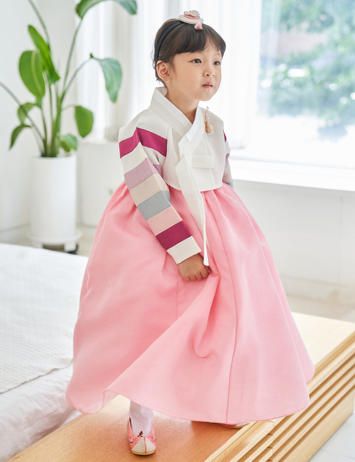 Hanbok Girl Baby Korea Traditional Clothing Set First Birthday Celebration Party 100th Birth Celebration 1–15 years White Saekdong Pink Skirt HG101