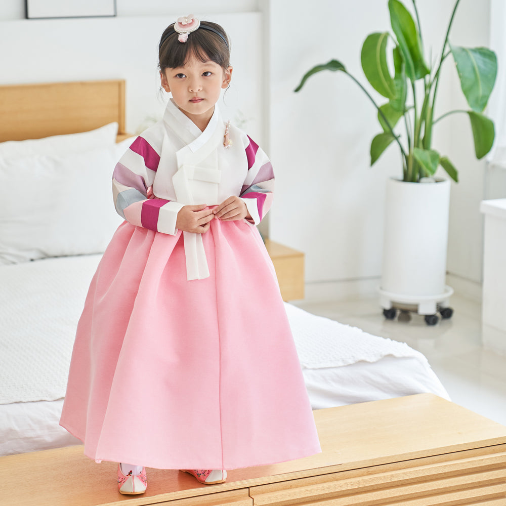 Hanbok Girl Baby Korea Traditional Clothing Set First Birthday Celebration Party 100th Birth Celebration 1–15 years White Saekdong Pink Skirt HG101