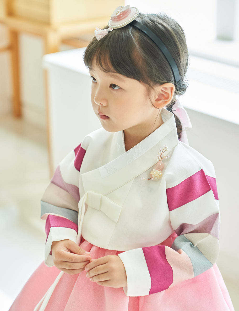 Hanbok Girl Baby Korea Traditional Clothing Set First Birthday Celebration Party 100th Birth Celebration 1–15 years White Saekdong Pink Skirt HG101