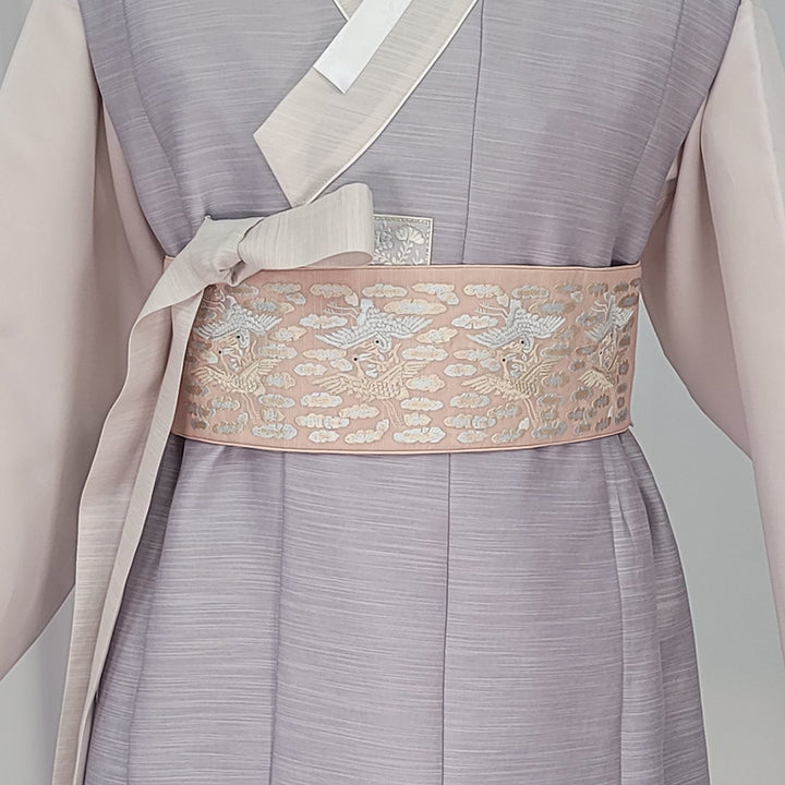 Korean Traditional Hanbok Belt Man Embroidery Pink OB03