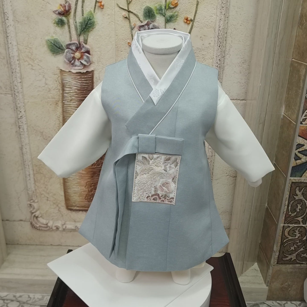 Hanbok Boy Baby Korea Traditional Clothing Set First Birthday Celebration Party 100th Birth Celebration 1–15 years Baby Blue HGB110