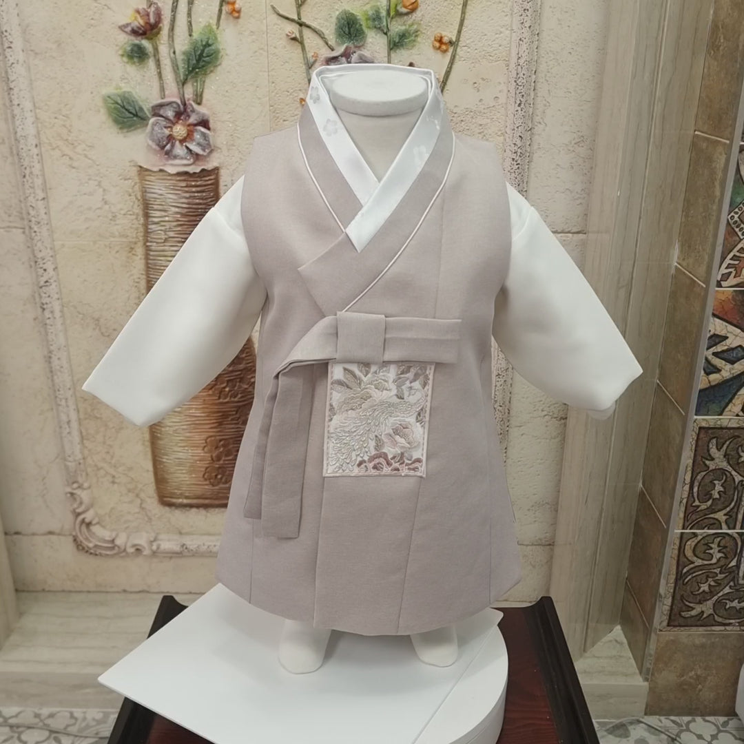 Hanbok Boy Baby Korea Traditional Clothing Set First Birthday Celebration Party 100th Birth Celebration 1–15 years Baby Beige HGB111